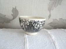 Ancien petit Bol faience 1/2 porcelaine 4,5x7 cm décor grisaille Japonisant 49gr