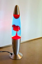 Lampe Psychédélique Lave Vintage - Métal et Verre - Rouge et Bleu 
