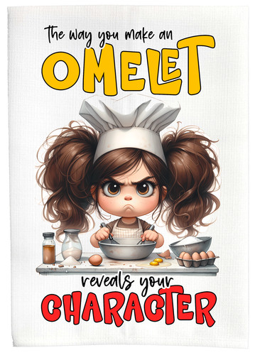 Brunette make omelet - make,