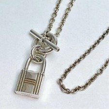 Hermes Cadena Amulette Necklace 925 Sterling Silver Pendant Authentic Jewelry