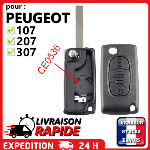 Coque clé pour peugeot 107 - clé,