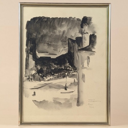 Tableau lavis ancien paris - tableau,