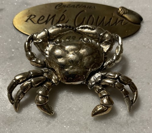Broche vintage crabe signé - broche,