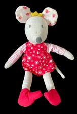 IKEA Fabler Mus Gray Mouse with Crown Red Dress 12" plush Stuffed Doll Lovey