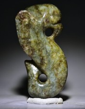 2.6 "Red Mountain Culture jade sculpture Dragon crochet comme amulette pendentif