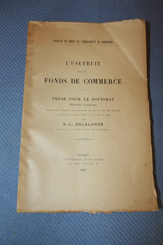 Delalande usufruit d - l'usufruit, d'un