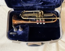 VINTAGE CONN DIRECTOR BRASS CORNET W/CASE, MOUTHPIECE - COPPER BELL