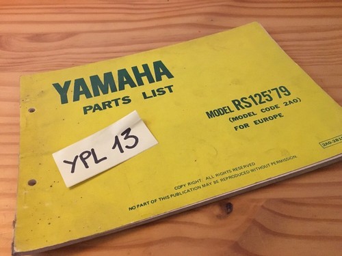Yamaha parts list rs125 - list, 1979