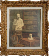 HENRI LAFFITE (1885-1977) Elève de RODIN / PEINTURE L'ATELIER DE L'ARTISTE (13)