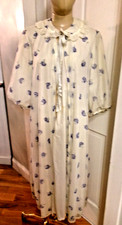 VINTAGE ODETTE BARSA CHIFFON PEIGNOIR ROBE IVORY DELICATE FLORAL M light stains
