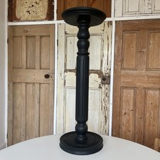 Vintage Oak Plant Stand Jardiniere Pedestal Painted Black