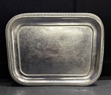 Plateau rectangulaire Silver Tone British Made en métal argenté vintage 1950-70