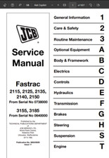 2115,2125,2135,2140,2150,3155,3185 JCB FASTRAC Service Manual 9803/8020 PDF USB