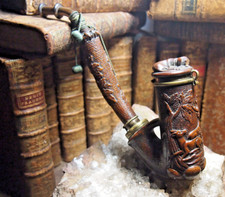 Beautiful carved wooden pipe including its beautiful pipes Germany 19th century