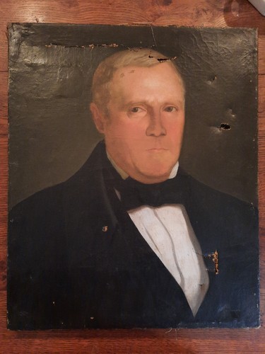 Portrait ancien huile toile - portrait,