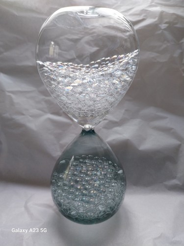 Sablier verre bleu blanc - verre,