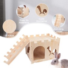 Château En Bois pour Lapins, Cage, Jouet, Facile à Assembler, Petit Château