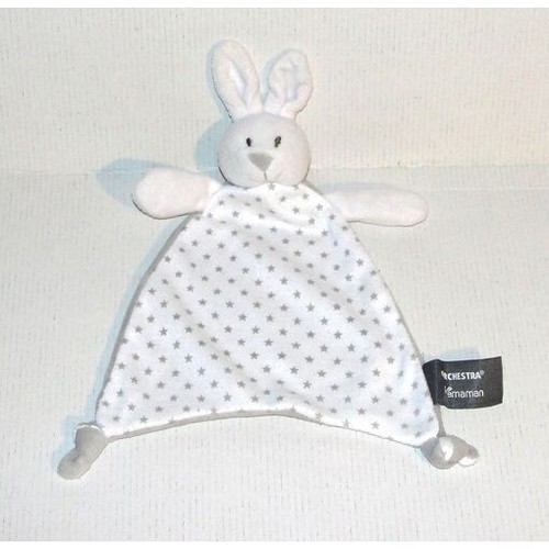 Doudou plat lapin blanc - plat,