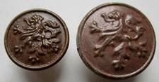 Lot of 2 Brown Metal Crawling Lion Flat Buttons for Belgian Soldiers