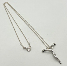 Tiffany & Co. Elsa Peretti Crucifix Cross Pendant Rosary Necklace Silver SV925