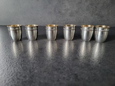 6 ancien Gobelets à liqueur Argent Massif poincon minerve