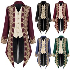 Mens Vintage Jacquard Jacket Medieval Gothic Coat Uniform Cosplay Costume Tuxedo