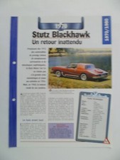 CARTE FICHE AUTO STUTZ BLACKHAWK  1970 (133-134)