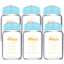 Glass Breastmilk Storage Bottles, 6 Pack, 6 Oz, Compatible with Spectra Medela B