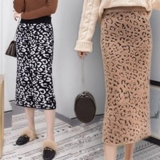 Femme Faux Mohair Midi Jupe