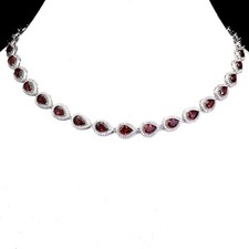 925 Argent Sterling Collier Poire Grenat Du Mozambique 7x5mm Gemme Bijoux 18