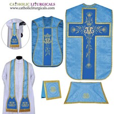 NEUF BLEU avec vêtement bleu Marian Chasuble violon ensemble masse de 5...