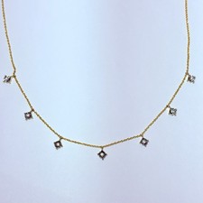 Italy 14K Two Tone Gold 0.07ctw Diamond Dangle Station 16" or 18" Necklace 2.3g