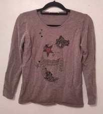 Armand Thiery Sweater Medium Owl  Knit Top Grey Silver Rhinestones
