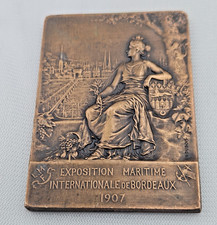 MEDAILLE PLAQUE  BRONZE EXPOSITION MARITIME INTERNATIONALE DE BORDEAUX 1907