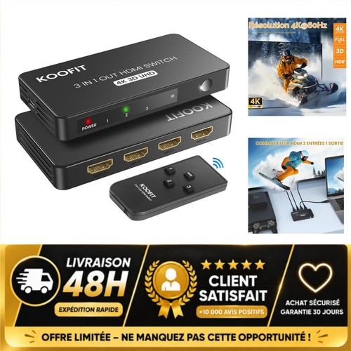 Koofit switch hdmi entrées - hdmi,