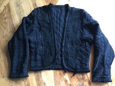 Veste vintage tissu bandes satinées/passementerie/bandes guipure/matelassée