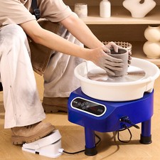 VEVOR Roue de Poterie Tour de Potier 250 mm 350 W avec 3 Pieds Artisanat Bleu 