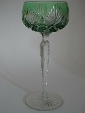 1 ANCIEN VERRE A VIN COULEUR ROEMER CRISTAL TAILLER COLORER VERT ht 19 cm