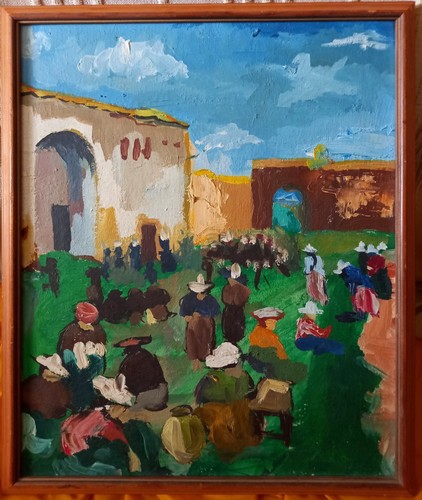 Tableau huile sur toile scène - sur,