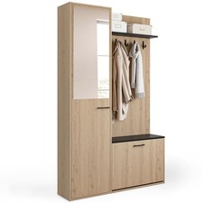 Vestiaire d'entrée rangement chaussures avec miroir et étagères MAHAUT 1 porte e