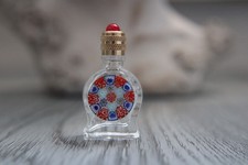4.6 cm, empty miniature, glass bottle decorated with a Venice murine