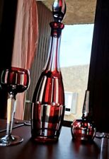 Ancienne Carafe Verre et Cloche en Cristal VAL SAINT LANBERT Double rouge 