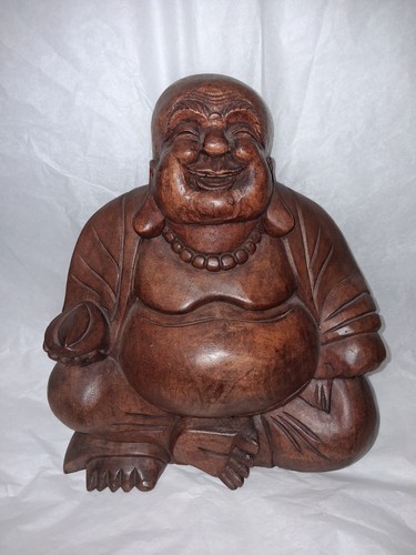 Statue bouddha rieur bois - bouddha, en