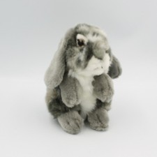 Peluche lapin gris blanc toute