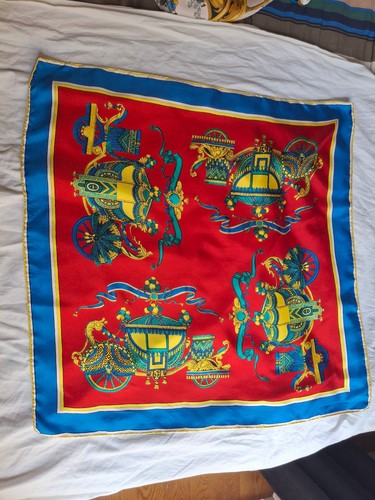 Foulard vintage soie rouge - foulard,