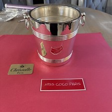 CHRISTOFLE SILVER METAL CHAMPAGNE BUCKET HOTEL PLM MONT REVARD 20/18 CM VG