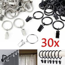 30x Métal Anneaux de Rideaux Suspendus Crochets avec Clips pour Tringle à Rideau
