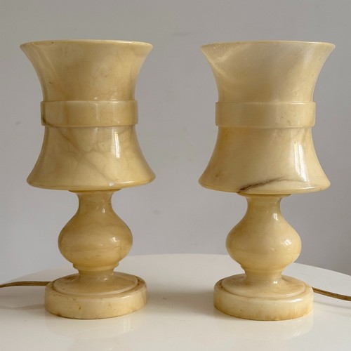Paire lampes albatre - de, en