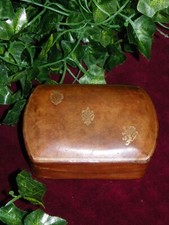 Antique Florence Italy Genuine Leather Vintage Leather and Gold Leaf Leather Box