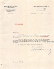 Invoice 1932 LUCIEN SIMON IN PARIS